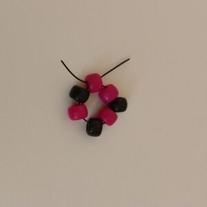 Pink and Black Beaded Ring